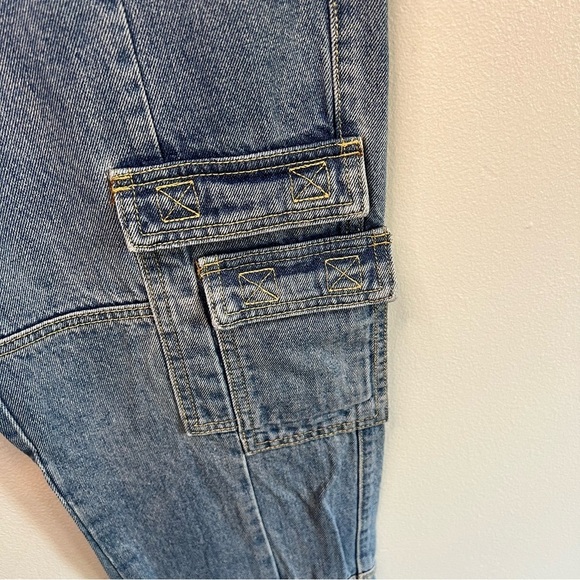 Lioness Women's High Rise Cargo Pockets Jeans Sz XXL Pockets Med Wash W 32 Y2K - Picture 5 of 11